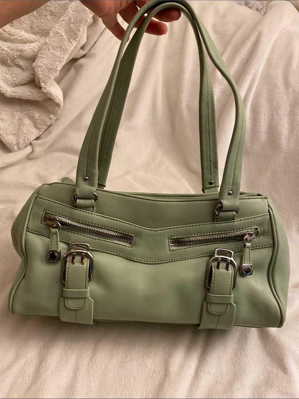 Cole Haan Sage Green Double-Handle Shoulder Bag